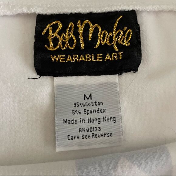VINTAGE Bob Mackie Wearable Art Insect Print Tee White Size Medium - Picture 4 of 6